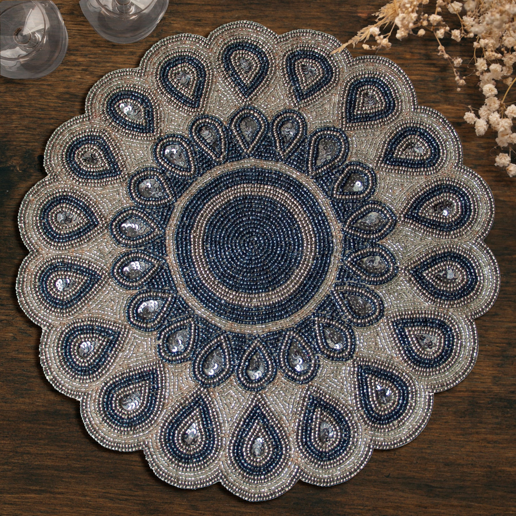 The Dodgens Charger Plates Beaded Placemats - Decozen