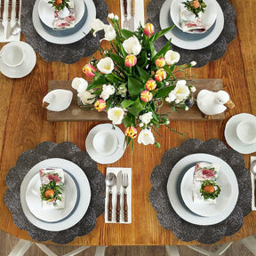 Jovie Bloom Beaded Placemats - Decorative Dining Table Décor 14 inch - Decozen