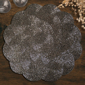 Jovie Bloom Beaded Placemats - Decorative Dining Table Décor 14 inch - Decozen