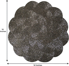 Jovie Bloom Beaded Placemats - Decorative Dining Table Décor 14 inch - Decozen