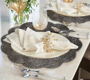 Jovie Bloom Beaded Placemats - Decorative Dining Table Décor 14 inch - Decozen