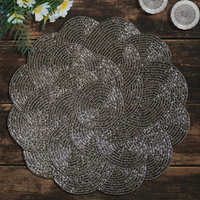 Jovie Bloom Beaded Placemats - Decorative Dining Table Décor 14 inch - Decozen