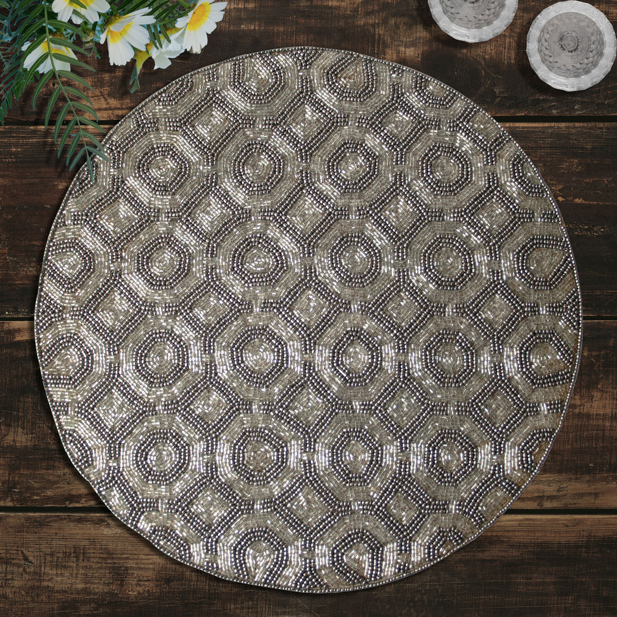 Steinbach Grace Beaded Placemats - Decorative Dining Table Décor 14 inch - Decozen