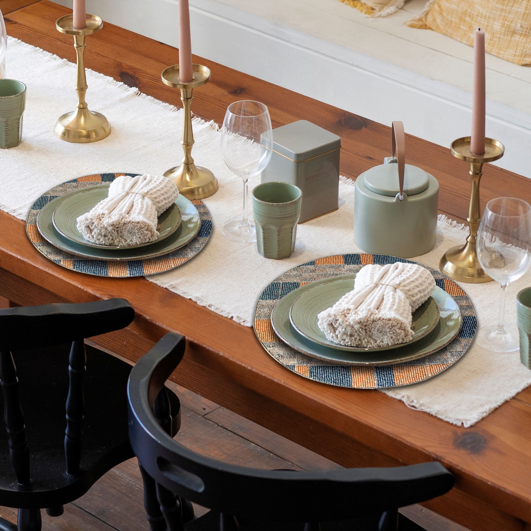 Luna Crest – Elegant Beaded Placemats, Luxurious Decorative Dining Table Décor 14 inch - Decozen