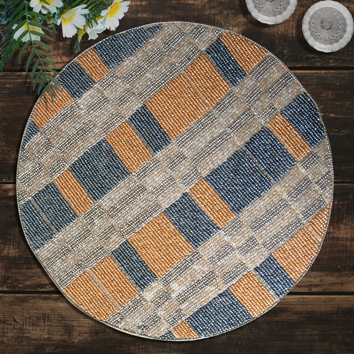 Luna Crest – Elegant Beaded Placemats, Luxurious Decorative Dining Table Décor 14 inch - Decozen