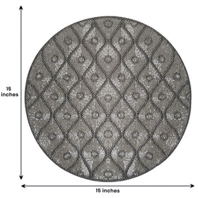 Embroidered beaded placemat from PM1041 The Alvina Beaded Placemats set showing detailed beadwork on elegant fabric surface.