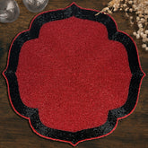 Scarlet Shadow – Beaded Placemats in Deep Red and Black Decorative Dining Table Accent 14 inch - Decozen