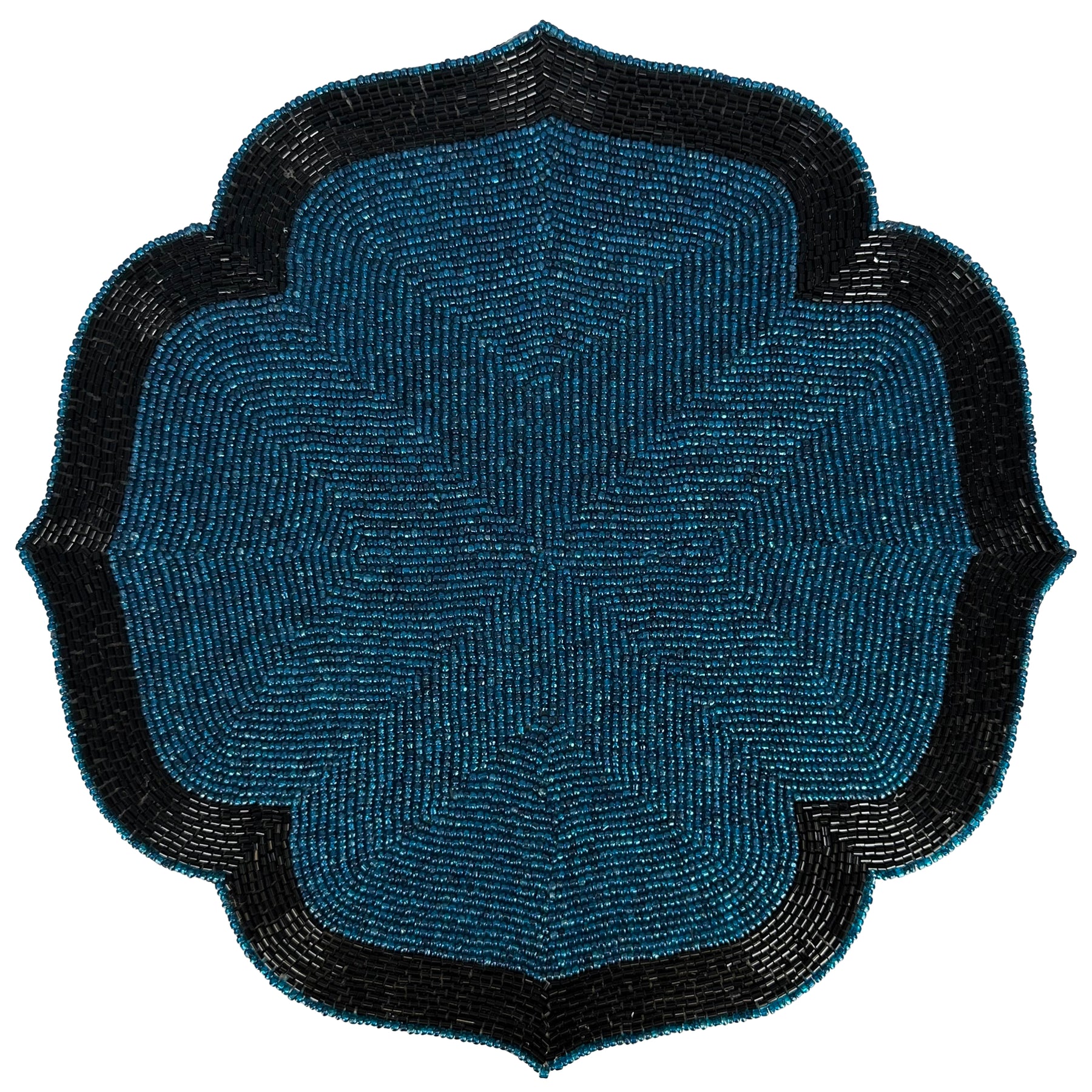 Teal Eclipse – Beaded Placemats in Teal and Black Elegant Heat Resistant Dining Table Décor 14 inch - Decozen