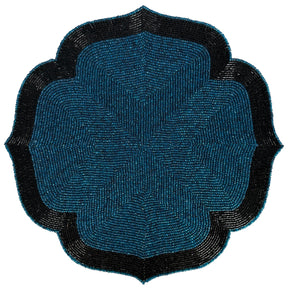 Teal Eclipse – Beaded Placemats in Teal and Black Elegant Heat Resistant Dining Table Décor 14 inch - Decozen