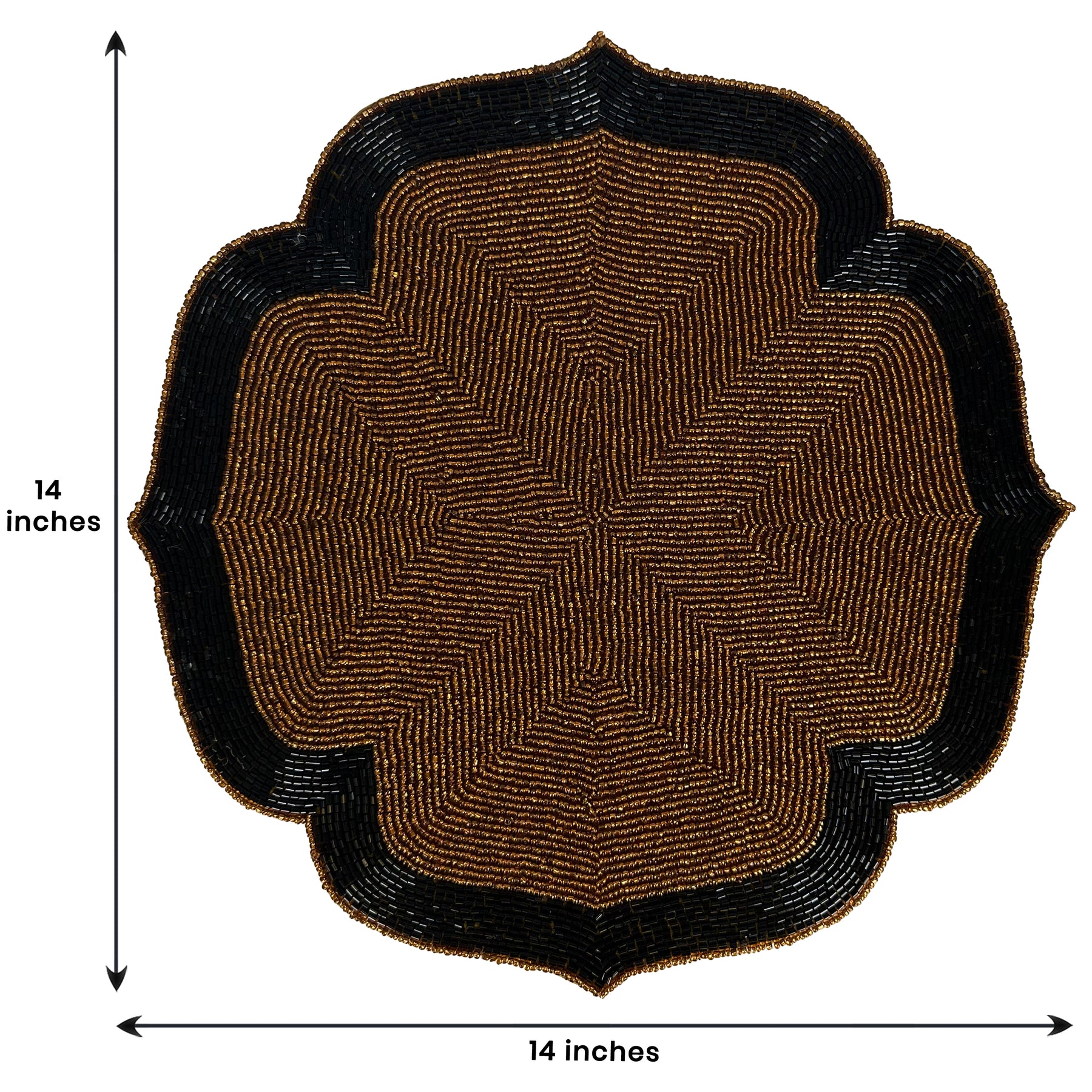 Chestnut Shadow – Beaded Placemats in Dark Brown and Black Artistic Heat-Resistant Dining Table Décor 14 inch - Decozen