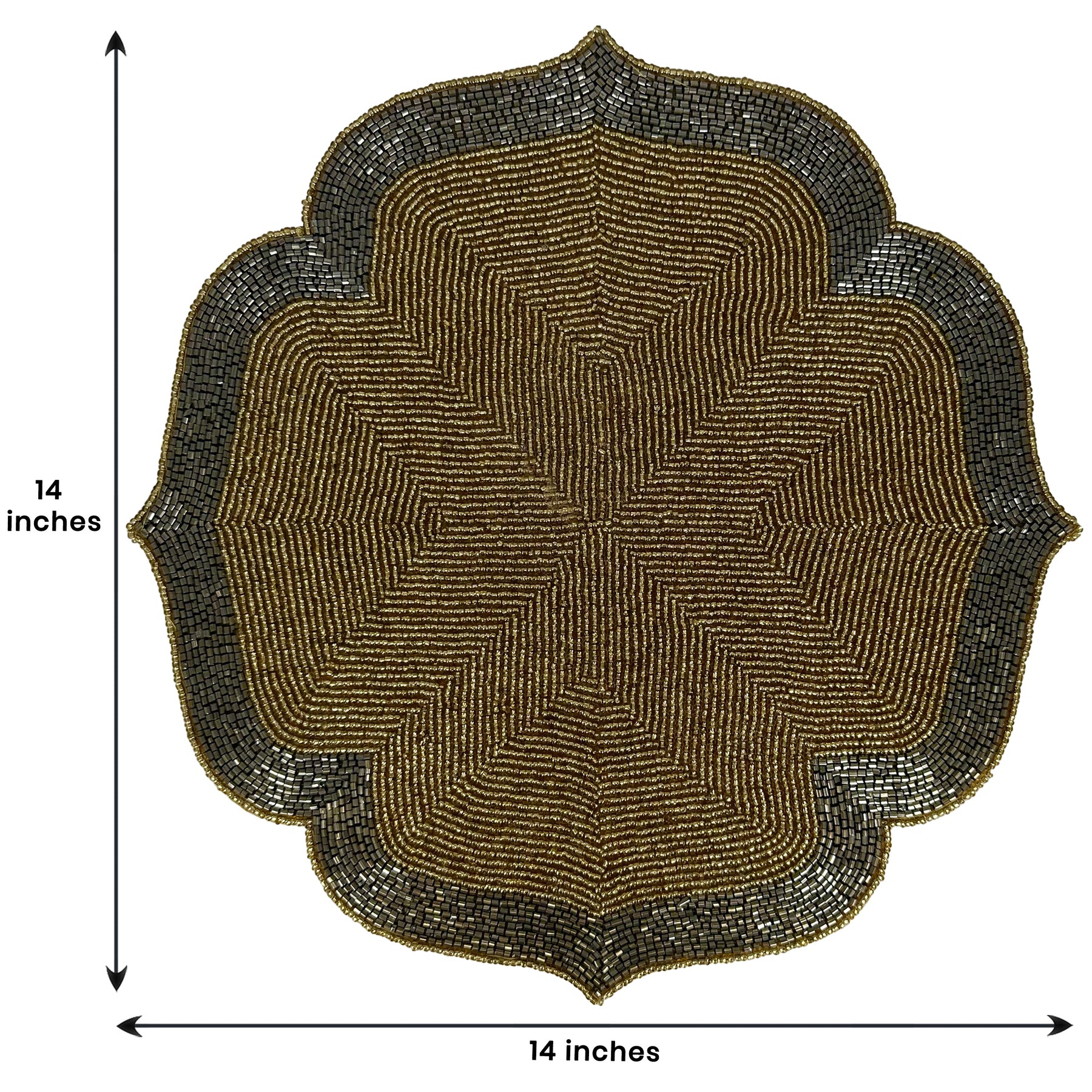 Gilded Shine – Beaded Placemats in Gold and Silver, Artistic Heat-Resistant Dining Table Décor 14 inch - Decozen