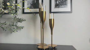 Gold Wine Glass Shaped Candle Holder - Set of 3