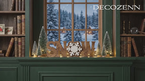 Wooden Snow Sculpture – Handmade Acacia Wood Sign | Seasonal Holiday Decoration