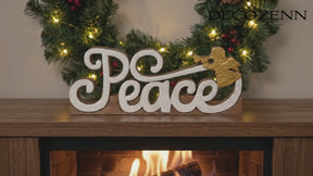 Wooden Peace Sculpture – Handcrafted Acacia Wood Sign | Rustic Home Decor Gift