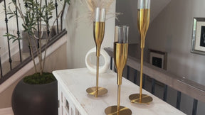 Gold Wine Glass Shaped Candle Holder - Set of 3