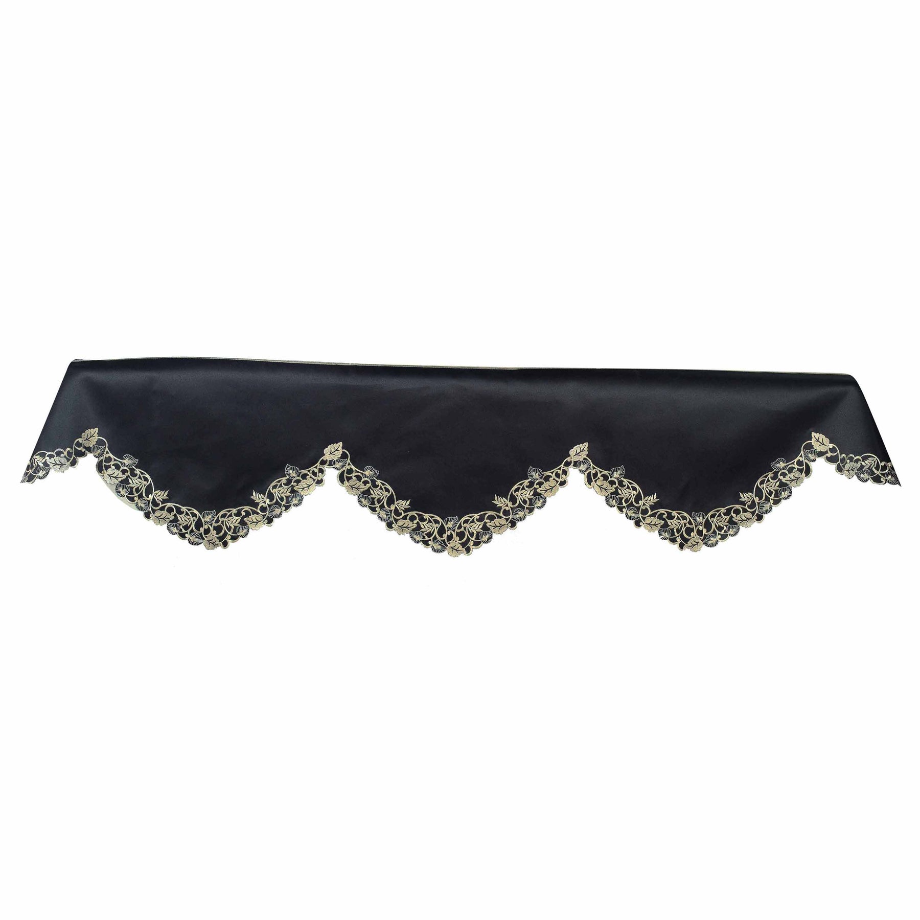 Midnight Gold – Black Gold Mantel Scarf, Tarantino Collection Decorative Home Accent 18*90 Inch - Decozen