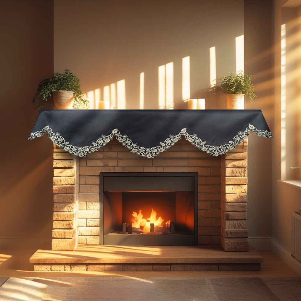 Midnight Gold – Black Gold Mantel Scarf, Tarantino Collection Decorative Home Accent 18*90 Inch - Decozen