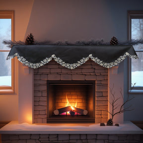 Midnight Gold – Black Gold Mantel Scarf, Tarantino Collection Decorative Home Accent 18*90 Inch - Decozen