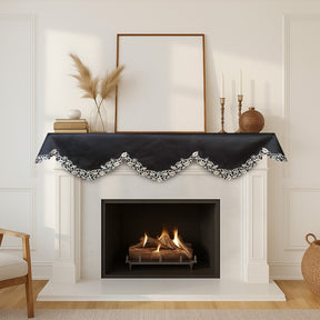 Midnight Gold – Black Gold Mantel Scarf, Tarantino Collection Decorative Home Accent 18*90 Inch - Decozen