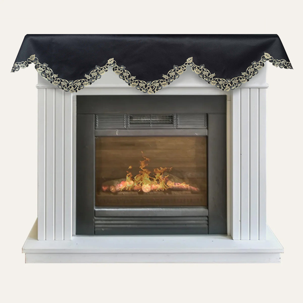 Black gold mantel scarf from RIZ-001-MS, Midnight Gold Tarantino Collection, decorative home accent, 18x90 inches.