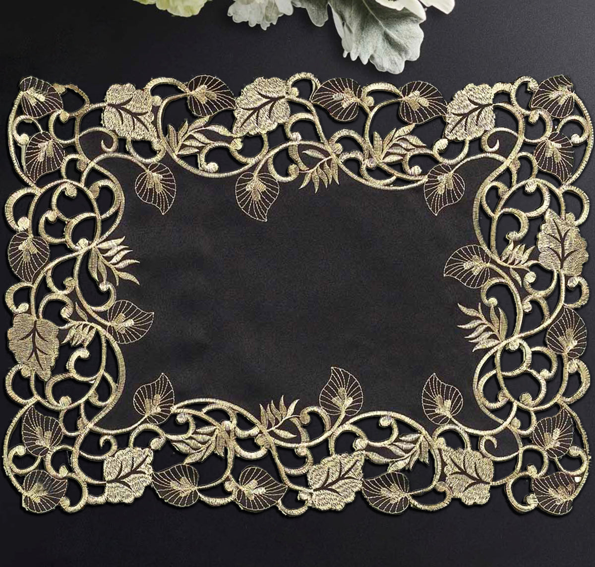 Midnight Gold – Black Gold Table Placemats, Tarantino Collection Elegant Dining Décor 12*18 inch - Decozen