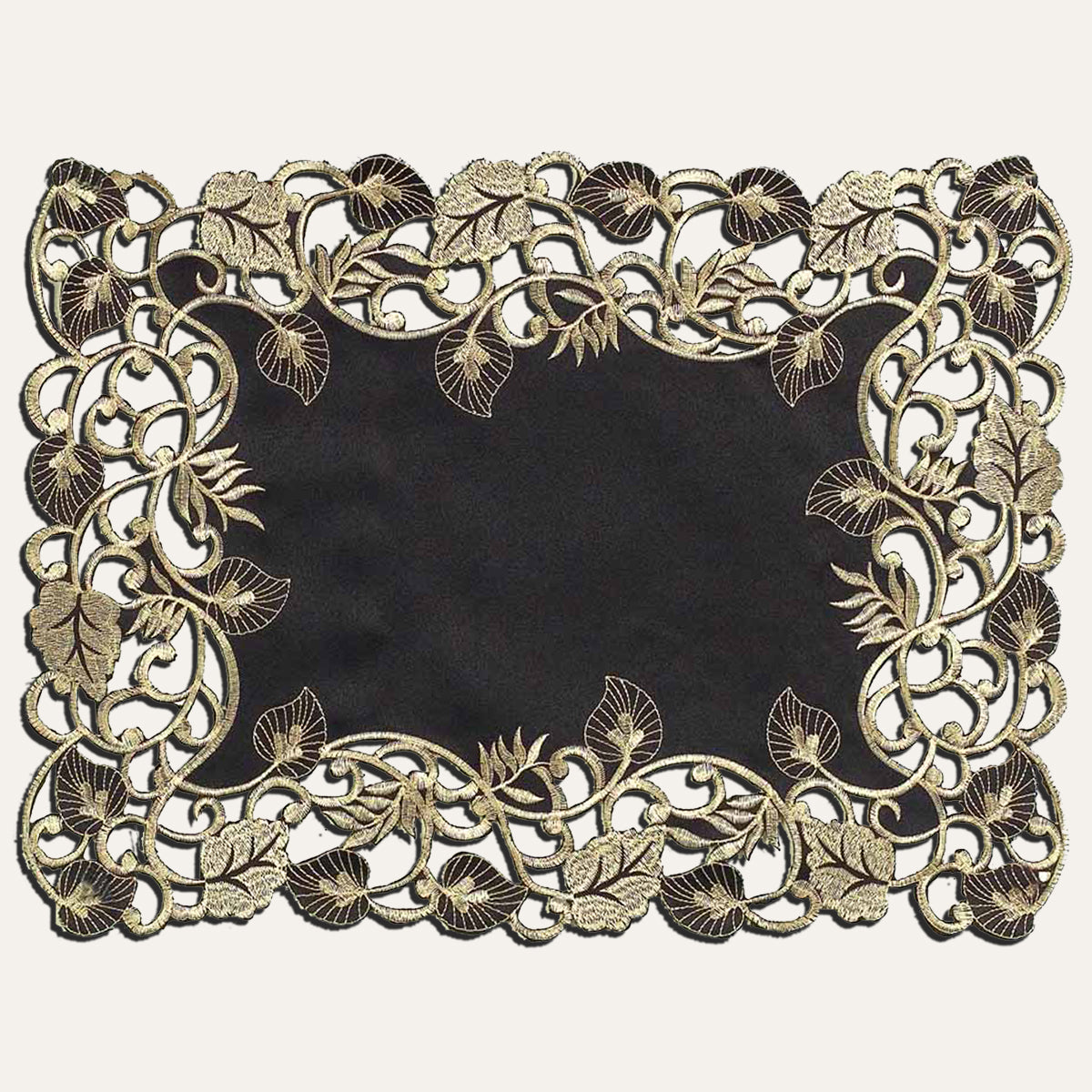 Midnight Gold – Black Gold Table Placemats, Tarantino Collection Elegant Dining Décor 12*18 inch - Decozen
