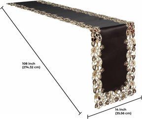 Midnight Gold – Black Gold Table Runner, Tarantino Collection Decorative Table Linen 14*108 inch - Decozen