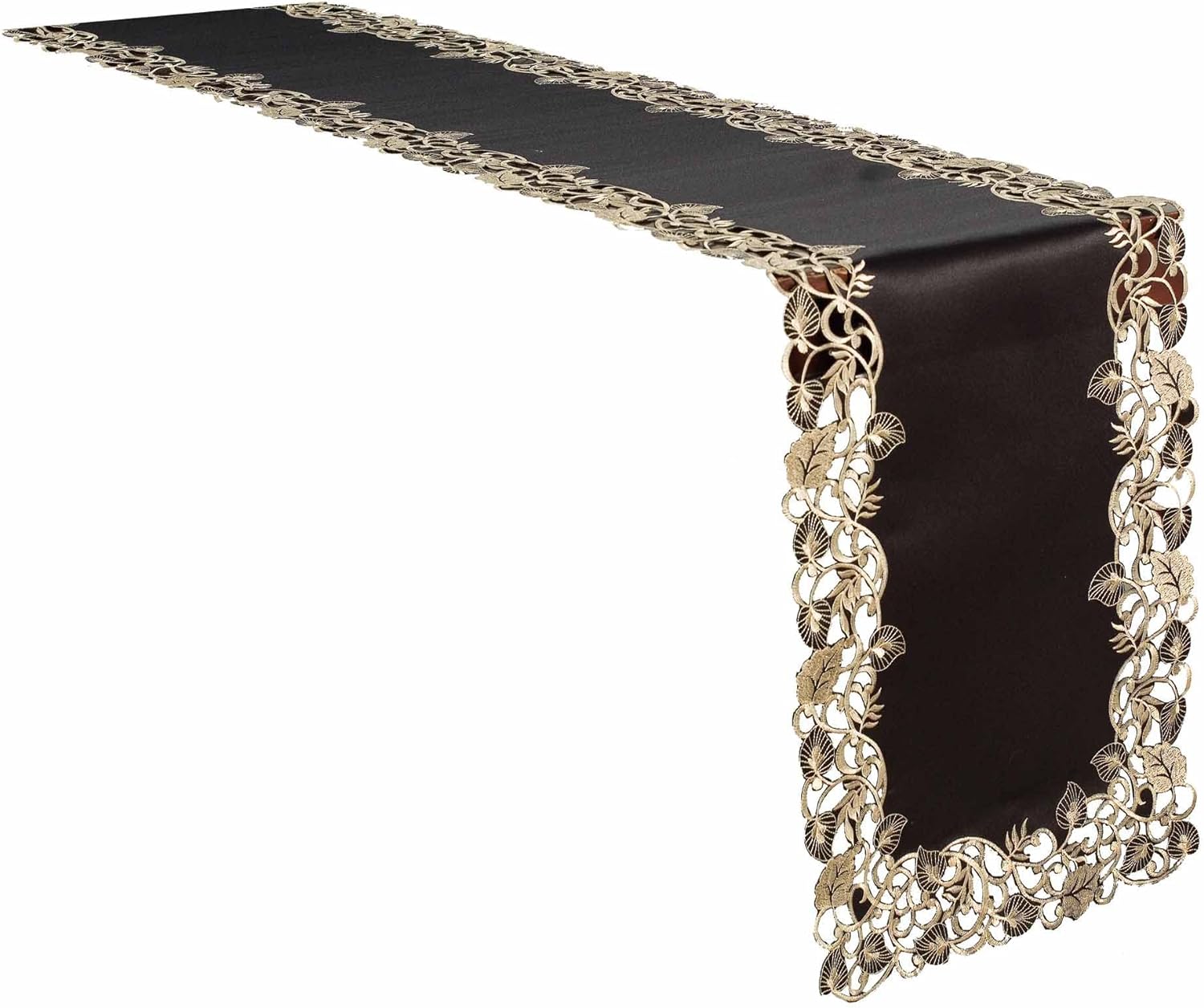 Midnight Gold – Black Gold Table Runner, Tarantino Collection Decorative Table Linen 14*108 inch - Decozen