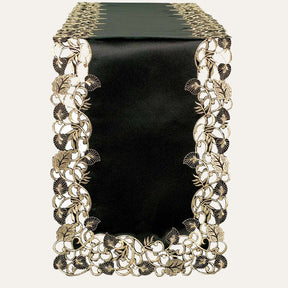 Midnight Gold – Black Gold Table Runner, Tarantino Collection Decorative Table Linen 14*108 inch - Decozen