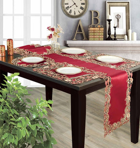 Royal Garnet – Burgundy Gold Table Doilies, Tarantino Collection Elegant Home Décor 15 inch - Decozen