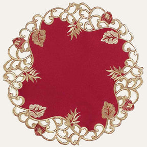 Royal Garnet – Burgundy Gold Table Doilies, Tarantino Collection Elegant Home Décor 15 inch - Decozen
