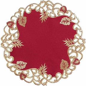 Royal Garnet – Burgundy Gold Table Doilies, Tarantino Collection Elegant Home Décor 15 inch - Decozen