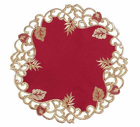 Royal Garnet – Burgundy Gold Table Doilies, Tarantino Collection Elegant Home Décor 15 inch - Decozen