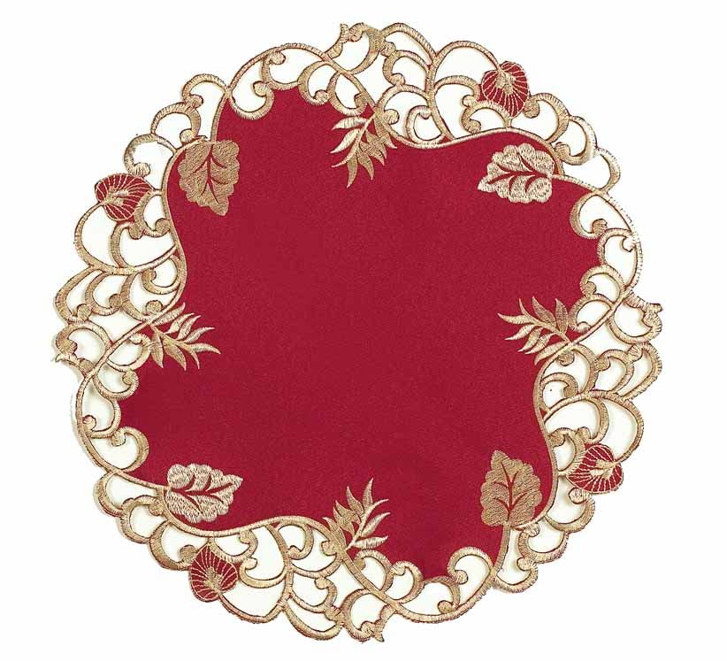 Royal Garnet – Burgundy Gold Table Doilies, Tarantino Collection Elegant Home Décor 15 inch - Decozen