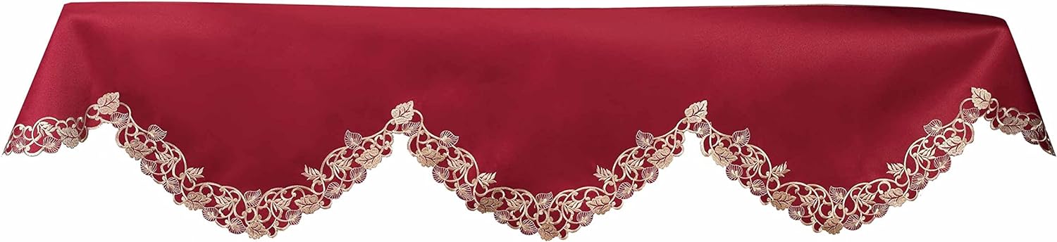 Royal Garnet – Burgundy Gold Mantel Scarf, Tarantino Collection Elegant Home Accent 18*90 Inch - Decozen