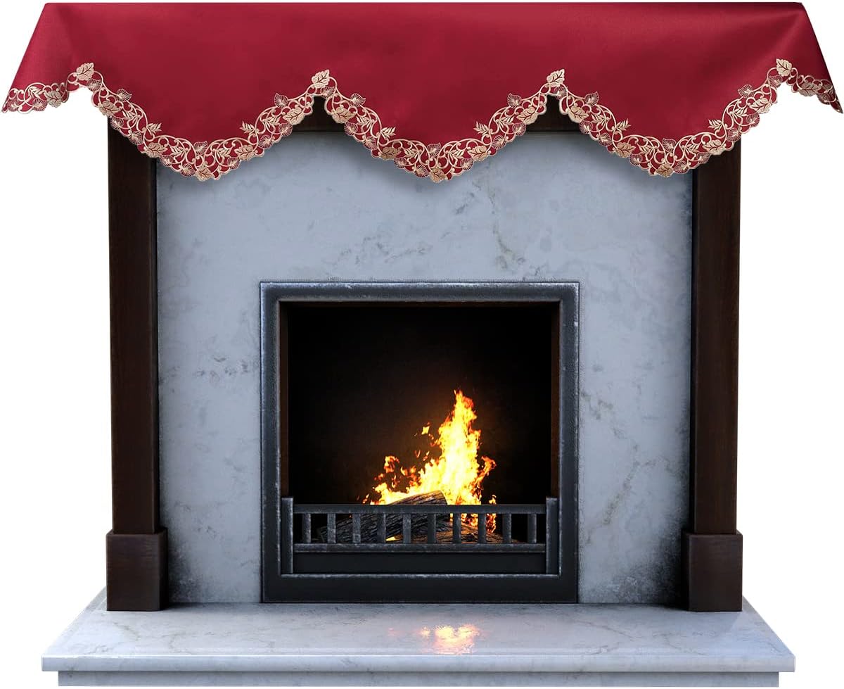 Royal Garnet – Burgundy Gold Mantel Scarf, Tarantino Collection Elegant Home Accent 18*90 Inch - Decozen