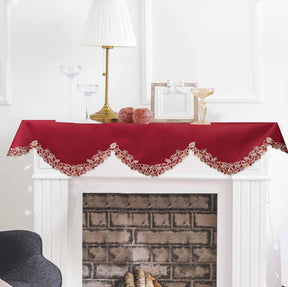 Royal Garnet – Burgundy Gold Mantel Scarf, Tarantino Collection Elegant Home Accent 18*90 Inch - Decozen