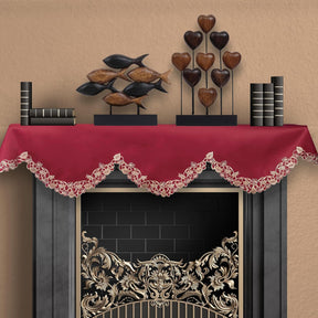 Royal Garnet – Burgundy Gold Mantel Scarf, Tarantino Collection Elegant Home Accent 18*90 Inch - Decozen