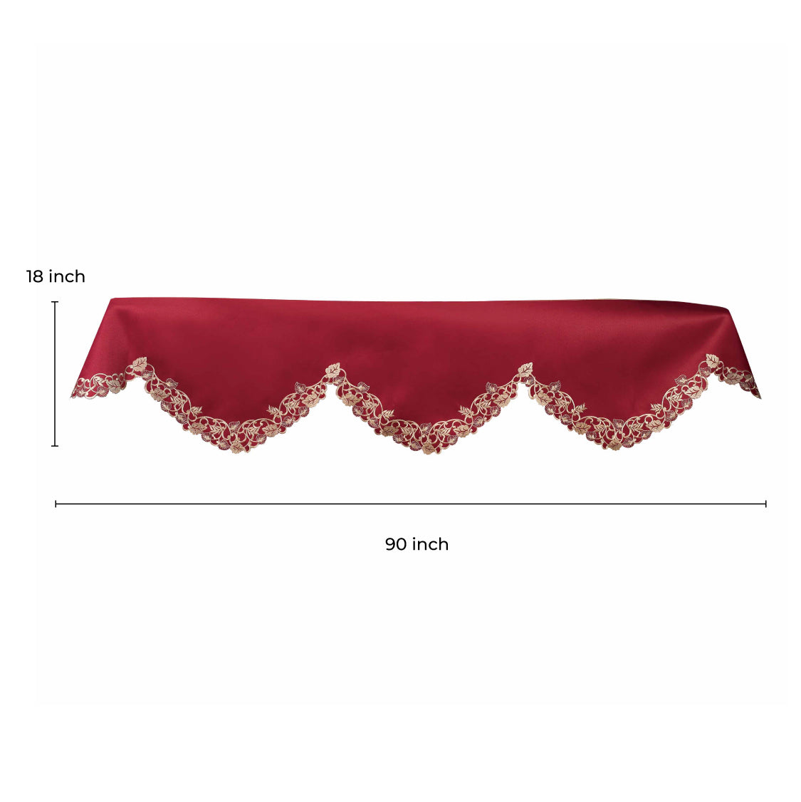 Royal Garnet – Burgundy Gold Mantel Scarf, Tarantino Collection Elegant Home Accent 18*90 Inch - Decozen