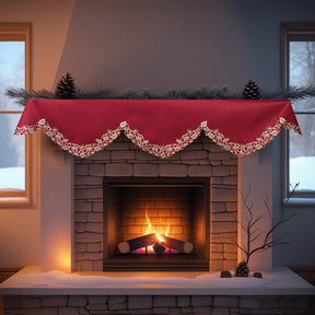 Royal Garnet – Burgundy Gold Mantel Scarf, Tarantino Collection Elegant Home Accent 18*90 Inch - Decozen