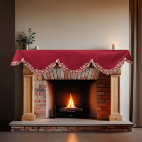 Royal Garnet – Burgundy Gold Mantel Scarf, Tarantino Collection Elegant Home Accent 18*90 Inch - Decozen