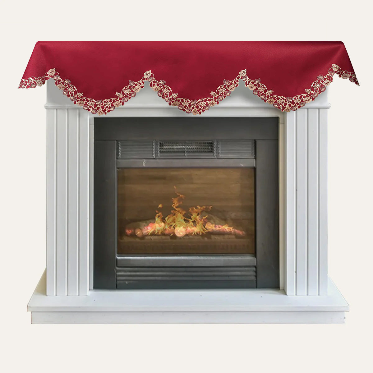 Royal Garnet Burgundy Gold Mantel Scarf from RIZ-002-MS Tarantino Collection, elegant home accent in 18x90 inches.