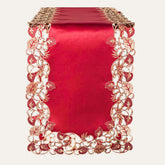 Royal Garnet Burgundy Gold Table Runner from RIZ-002-RN Tarantino Collection, elegant home décor, 14x108 inches, luxurious fabric.
