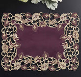 Velvet Plum – Plum Gold Table Placemats, Tarantino Collection Artistic Dining Décor 12*18 inch - Decozen