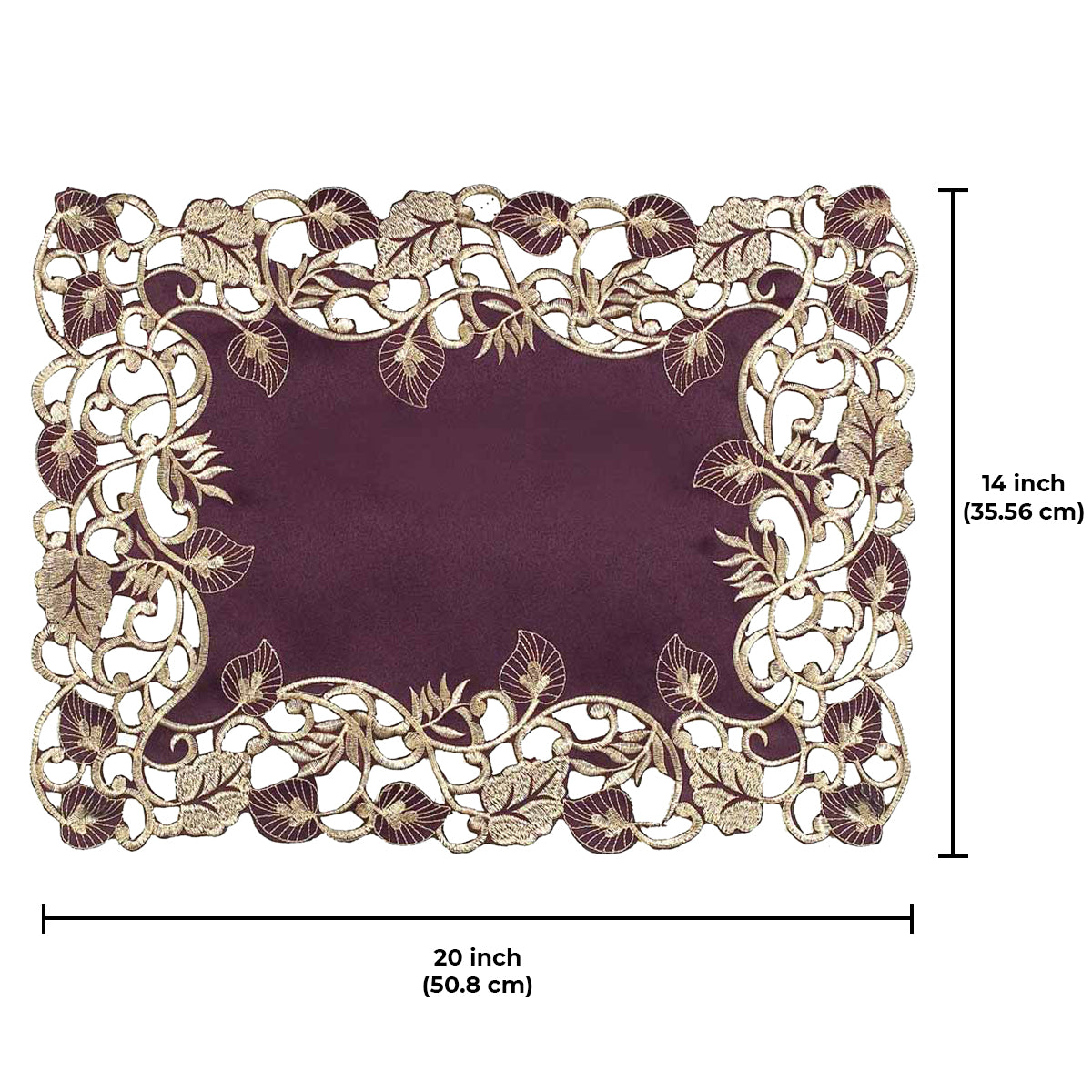 Velvet Plum – Plum Gold Table Placemats, Tarantino Collection Artistic Dining Décor 12*18 inch - Decozen