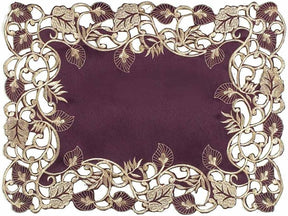 Velvet Plum – Plum Gold Table Placemats, Tarantino Collection Artistic Dining Décor 12*18 inch - Decozen