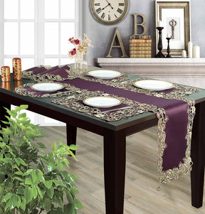 Velvet Plum – Plum Gold Table Placemats, Tarantino Collection Artistic Dining Décor 12*18 inch - Decozen