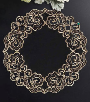 Noir Luxe – Black Gold Table Doilies, Granada Collection Modern Decorative Runner 15 inch - Decozen