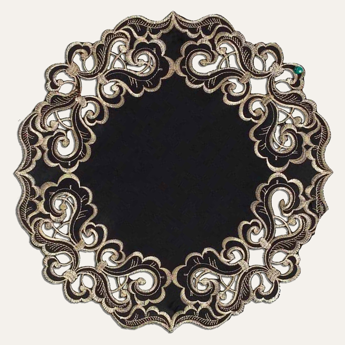 Noir Luxe – Black Gold Table Doilies, Granada Collection Modern Decorative Runner 15 inch - Decozen