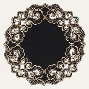 Noir Luxe – Black Gold Table Doilies, Granada Collection Modern Decorative Runner 15 inch - Decozen